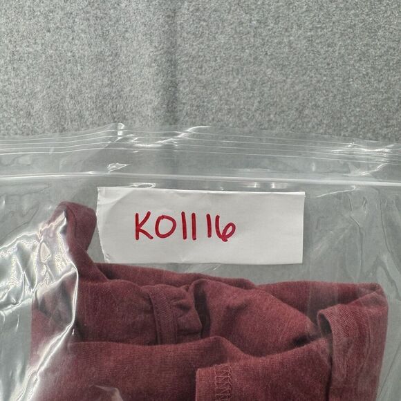 PrAna T-Shirt Womens Medium Dark Red Long Sleeve V-Neck Tee Basic Ruffle Accent - Picture 12 of 12